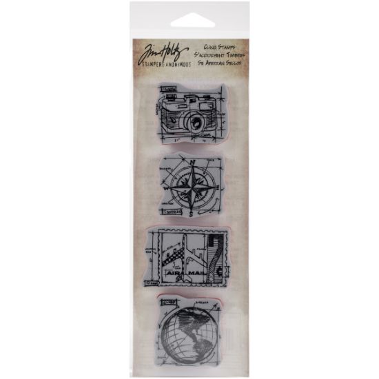 Picture of Tim Holtz Mini Blueprints Strip Cling Stamps 3"X10" Travel