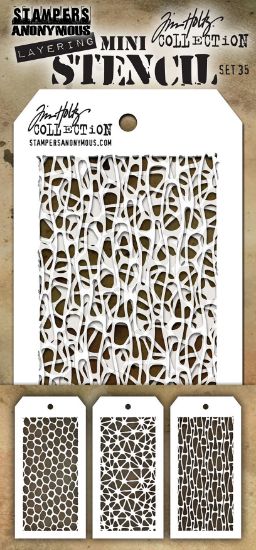Picture of Tim Holtz Mini Layered Stencil Set 3/Pkg Set #35