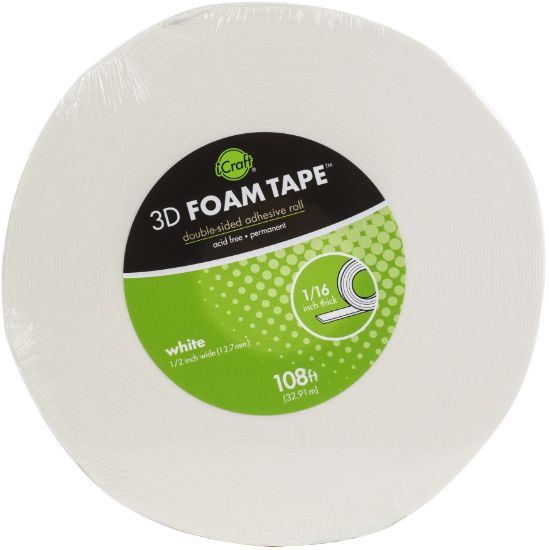 Picture of iCraft 3D Foam Tape Jumbo Roll White .5"X108'