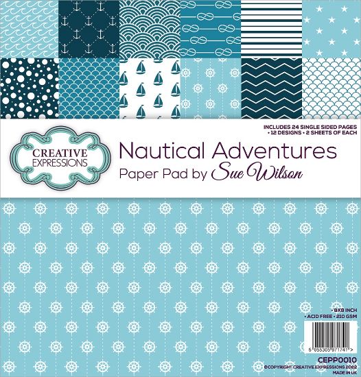 Picture of Creative Expressions Single-Sided Paper Pad 8"X8" 24/Pkg-Nautical Adventure By Sue Wilson