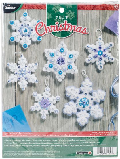 Picture of Sparkle Snowflake Ornaments Felt Applique Kit 4"X4" Set Of 6