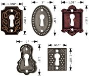 Picture of Idea-Ology Keyholes W/Fasteners .75"X1" To 1"X1.5" 5/Pkg Antique Nickel, Brass & Copper