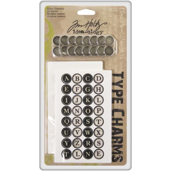 Picture of Idea-Ology Type Charms .6875" 16/Pkg W/32 Alphabet & 16 Epoxy Stickers
