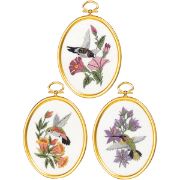 Picture of Hummingbirds Embroidery Kit Set Of 3 3"X4" Stitched In Floss