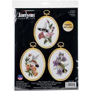 Picture of Hummingbirds Embroidery Kit Set Of 3 3"X4" Stitched In Floss