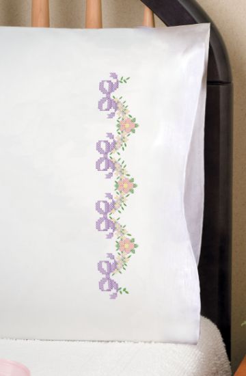 Picture of Tobin Stamped For Embroidery Pillowcase Pair 20"X30"-Floral Ribbons