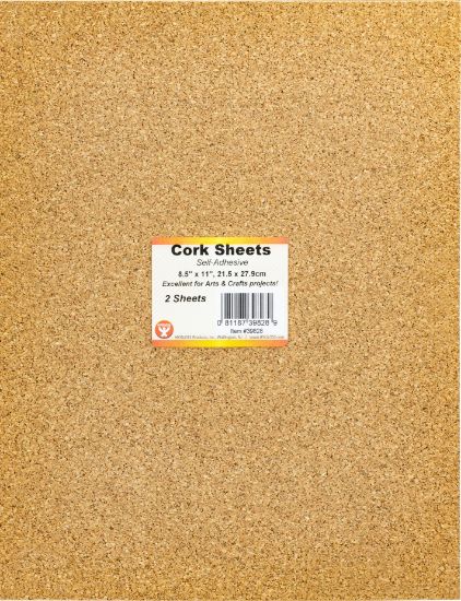 Picture of Hygloss Cork Sheets Self-Adhesive 2mm Thick 8.5"X11" 2/Pkg 