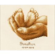 Picture of Little Feet Birth Record On Aida Counted Cross Stitch Kit 7.6"X6.4" 18 Count