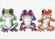 Picture of Jiffy Treefrog Trio Mini Counted Cross Stitch Kit 7"X5" 14 Count