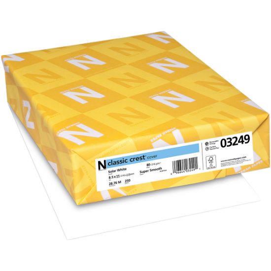 Picture of Neenah 80lb Classic Crest Cardstock 8.5"X11" 250/Pkg Solar White (MSRP per sheet $.16)