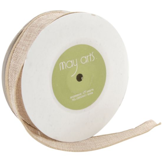 Picture of Wired Faux Burlap Ribbon 1-1/2"X25yd Natural