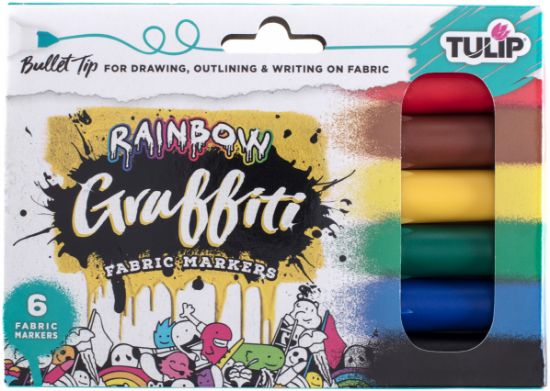 Picture of Tulip Graffiti Fabric Markers 6/Pkg Rainbow - Bullet Tip