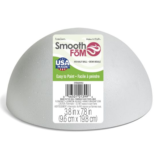 Picture of Smooth Hollow Half Styrofoam Ball 8" 
