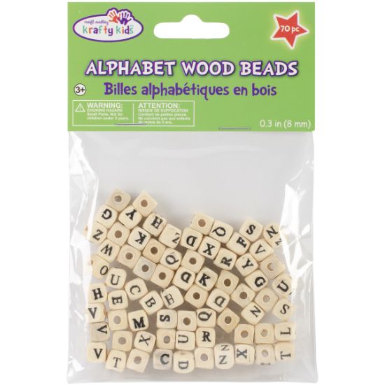 Picture of Wood Alphabet Beads 8mm 70/Pkg Natural