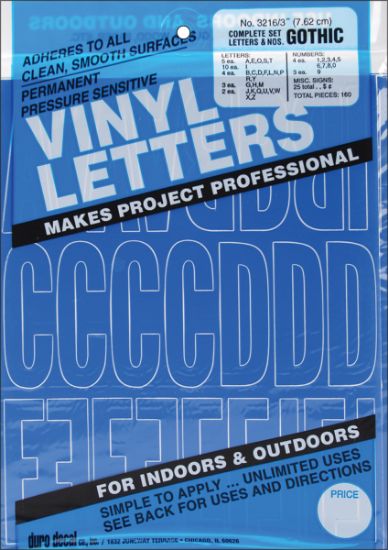 Picture of Permanent Adhesive Vinyl Letters & Numbers 3" 160/Pkg Blue