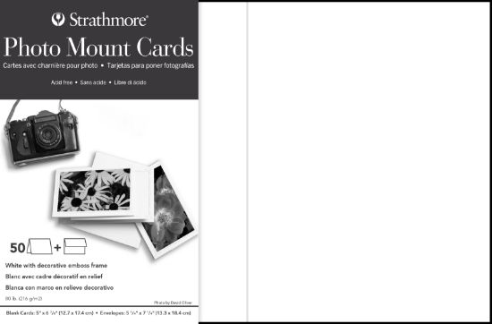 Picture of Strathmore Cards & Envelopes 5"X6.875" 50/Pkg White W/Decorative Emboss Frame
