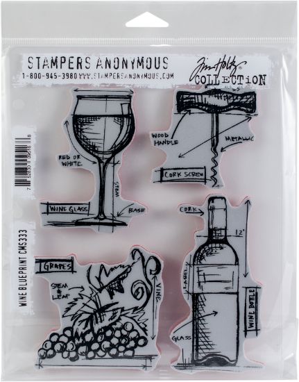 Picture of Tim Holtz Cling Stamps 7"X8.5" Wine Blueprint