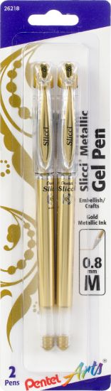 Picture of Pentel Slicci Metallic Gel Pens .8mm 2/Pkg Gold Ink
