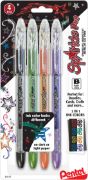 Picture of Pentel Sparkle Pop Metallic Gel Pens 1.0mm 4/Pkg Black, Green, Orange, Purple