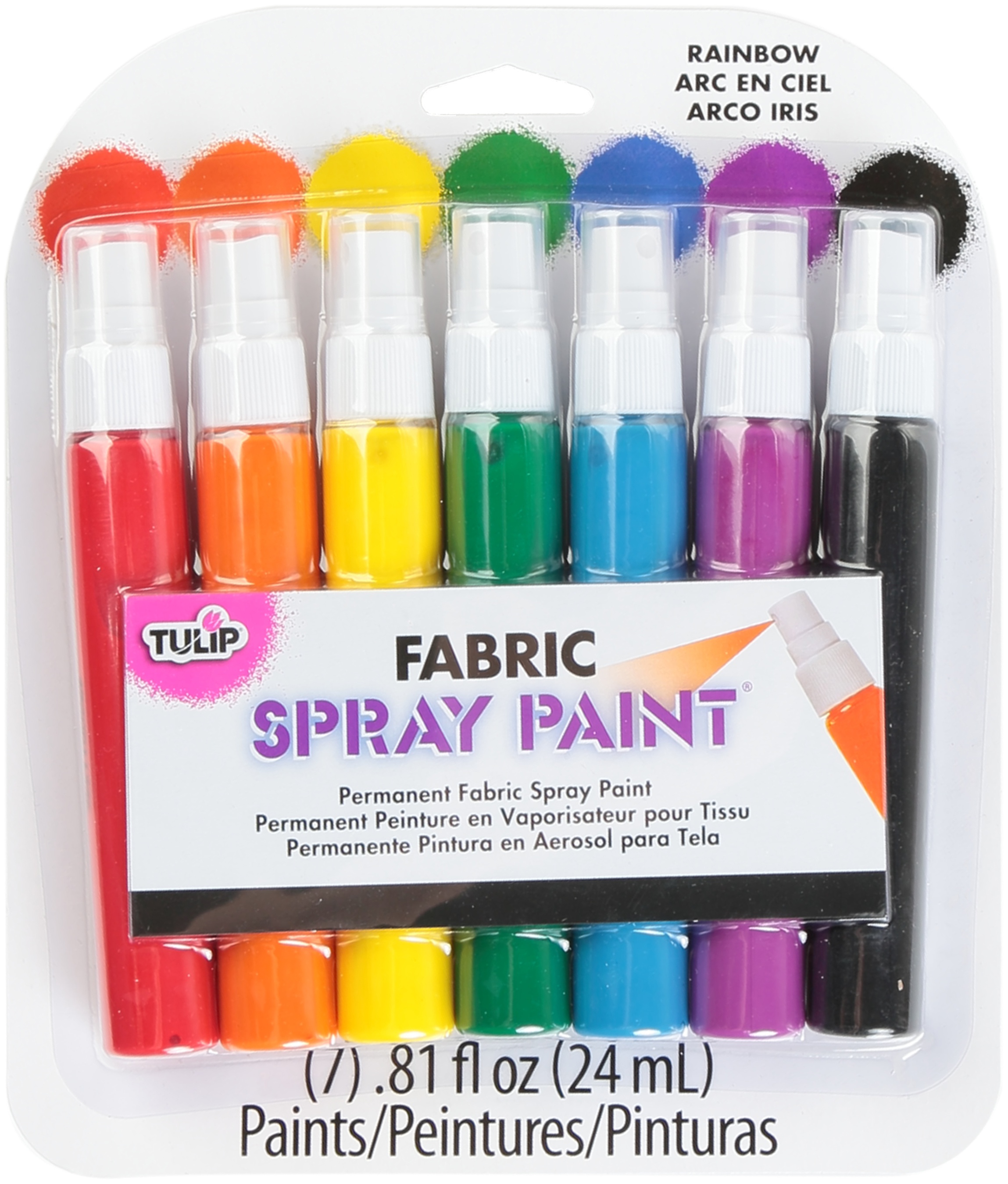 Tulip Fabric Spray Paint Mini Pack .81oz 7/Pkg Rainbow
