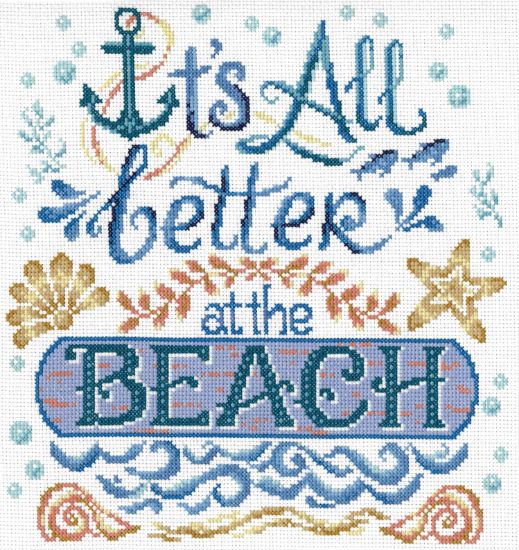 Picture of Imaginating Counted Cross Stitch Kit 10"X10"-Life is Better at the Beach (14 Count)