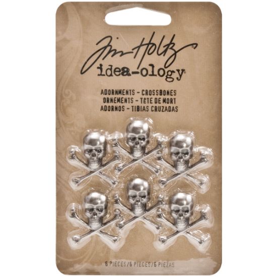 Picture of Idea-Ology Metal Adornments 6/Pkg Antique Nickel Skull/Crossbones .75"X.75