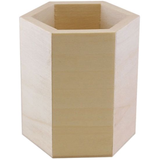 Picture of Wooden Pen & Pencil Tub 3.5" Hexagon