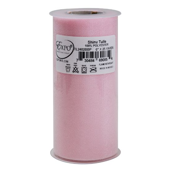 Picture of Shiny Tulle 6" Wide 25yd Spool Baby Pink