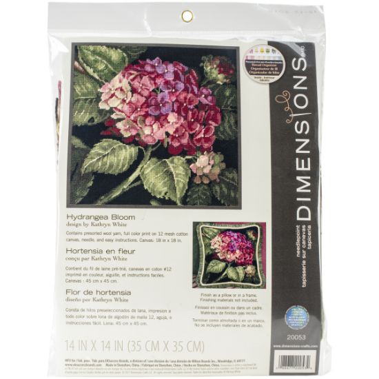 Picture of Hydrangea Bloom Needlepoint Kit 14"X14" Stitched In Wool