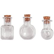 Picture of Idea-Ology Tiny Corked Glass Vials 9/Pkg Assorted Clear Shapes 1"X.25"