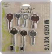 Picture of Idea-Ology Metal Word Keys 1.5" To 3" 7/Pkg Antique Nickel, Brass & Copper