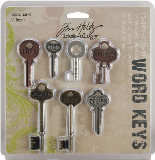 Picture of Idea-Ology Metal Word Keys 1.5" To 3" 7/Pkg Antique Nickel, Brass & Copper