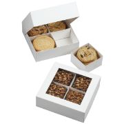 Picture of Treat Boxes W/Removable Trays 4 Cavity White 6.25"X6.25"X2" 3/Pkg