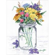 Picture of Wildflower Jar Counted Cross Stitch Kit 8"X10" 14 Count