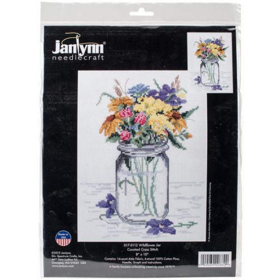 Picture of Wildflower Jar Counted Cross Stitch Kit 8"X10" 14 Count