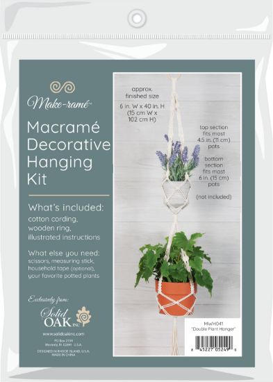 Picture of Solid Oak Macrame Hanging Kit Double Plant Hanger