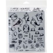 Picture of Tim Holtz Cling Stamps 7"X8.5" Mini Bird Crazy & Things