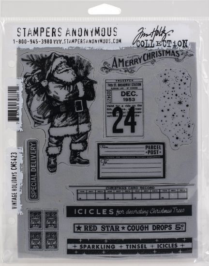 Picture of Tim Holtz Cling Stamps 7"X8.5" Vintage Holidays