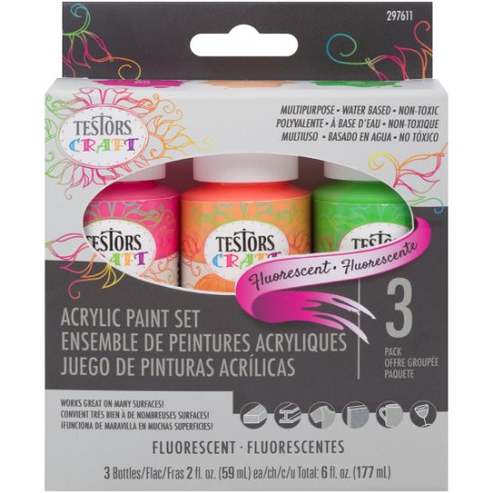 Picture of Testors Acrylic Paint Set 3/Pkg Flourescent