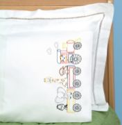 Picture of Jack Dempsey Children's Stamped Pillowcase W/Perle Edge Jungle Train