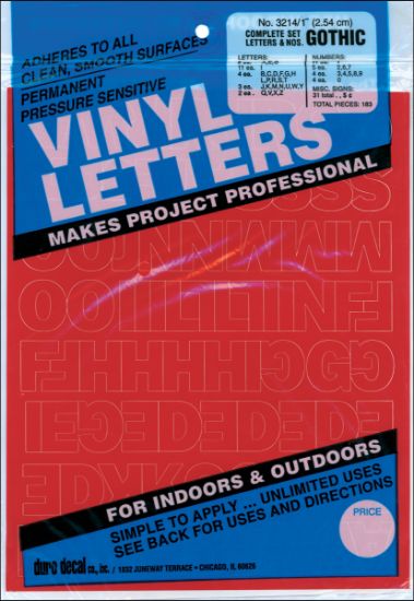 Picture of Permanent Adhesive Vinyl Letters & Numbers 1" 183/Pkg Red