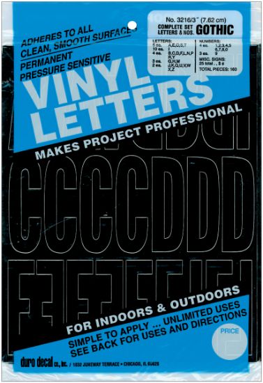 Picture of Permanent Adhesive Vinyl Letters & Numbers 3" 160/Pkg Black