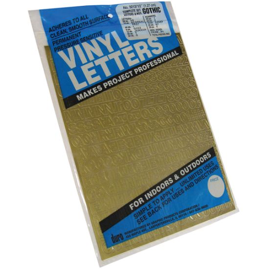 Picture of Permanent Adhesive Vinyl Letters & Numbers .5" 852/Pkg Gold