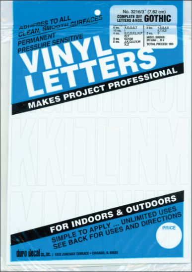 Picture of Permanent Adhesive Vinyl Letters & Numbers 3" 160/Pkg White