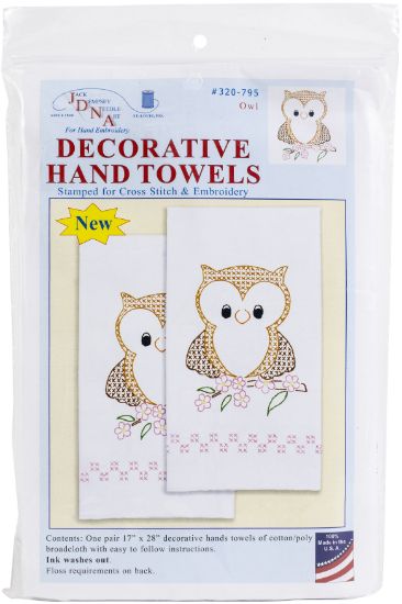 Picture of Jack Dempsey Stamped Decorative Hand Towel Pair 17"X28" Owl on Branch