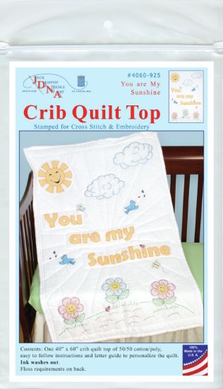 Picture of Jack Dempsey Stamped White Quilt Crib Top 40"X60" You Are My Sunshine