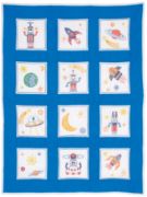 Picture of Jack Dempsey Stamped White Nursery Quilt Blocks 9"X9" 12/Pkg-Outer Space