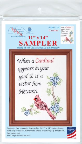 Picture of Jack Dempsey Stamped White Sampler 11"X14" Cardinal