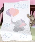 Picture of Jack Dempsey Stamped White Quilt Crib Top 40"X60" Elephant