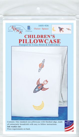 Picture of Jack Dempsey Children's Stamped Pillowcase W/Perle Edge-Outer Space